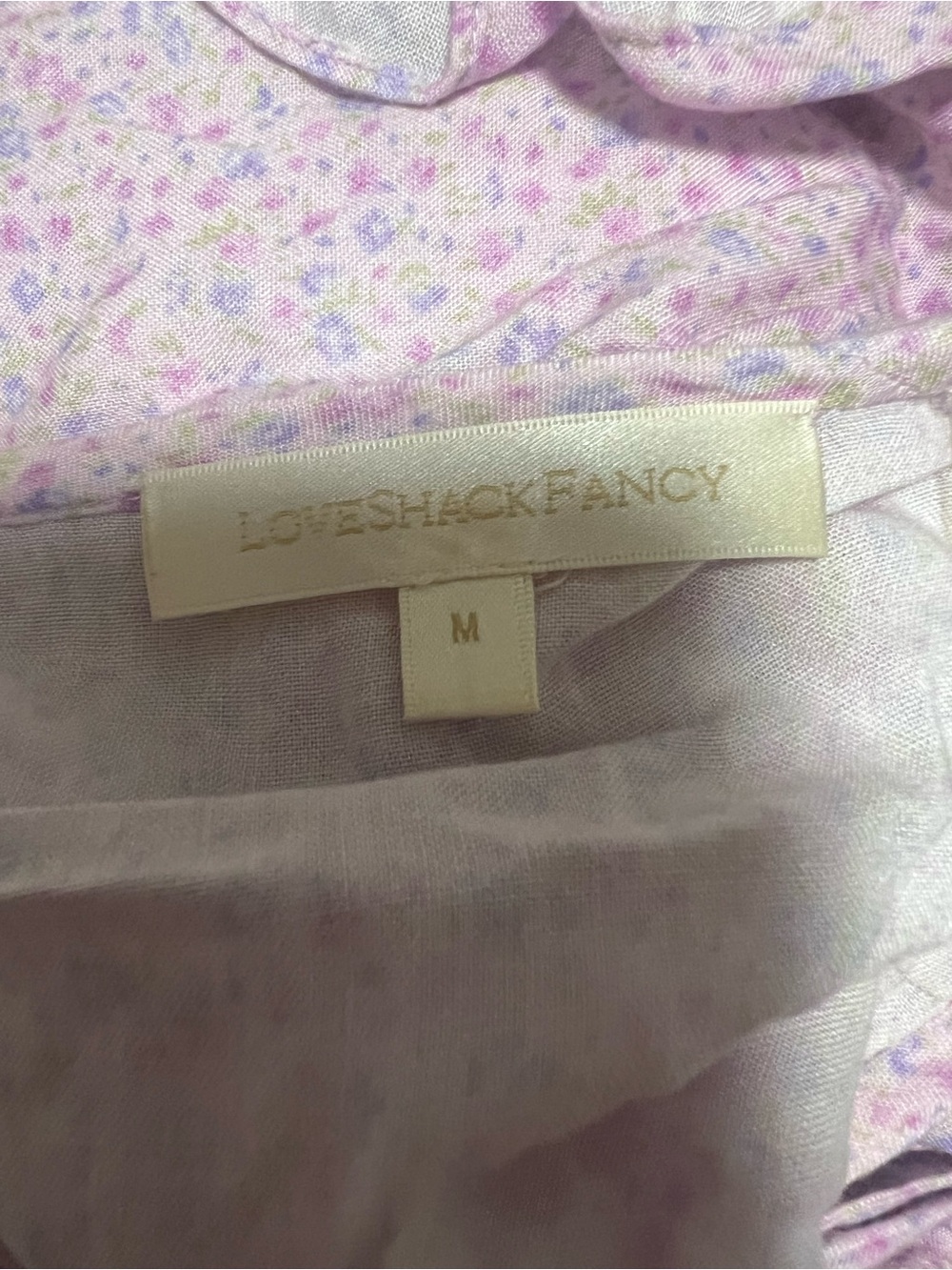 LoveShackFancy Toto Mini Dress Purple Pansy Floral Smocked Ruffle M - Picture 5 of 6